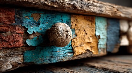Old rustic drawer showing peeling colors high resolution image