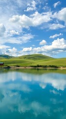 Towering castle with glowing sunset sky