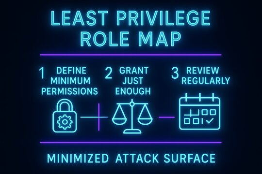 Least Privilege Infographic with Access Control Principles for Cybersecurity Training