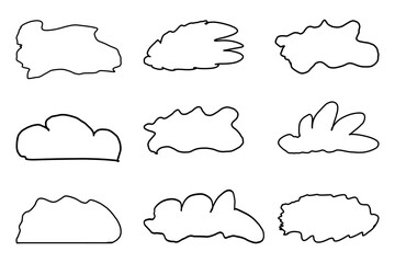 Hand Drawn Doodle Cloud Shapes Collection Set Transparent PNG