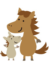 かわいい馬の親子のキャラクター
