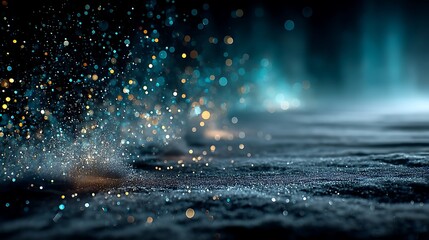 Sparkling glowing particles in dark high resolution image