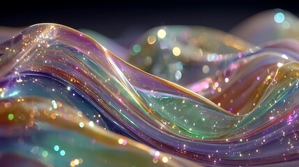 Sparkling dreamy waves with glowing particles high resolution image