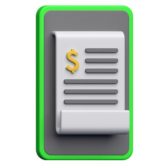 3D Digital Invoice Tablet Icon - Electronic Billing & Payment Symbol