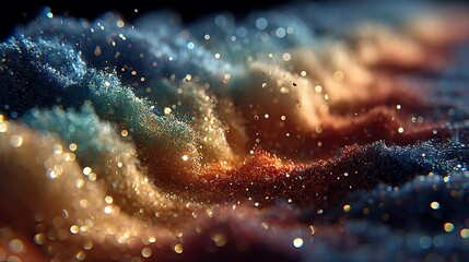 Sparkling golden dust waves in abstract flow high resolution image