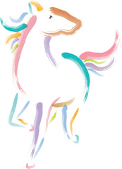 筆タッチの馬

