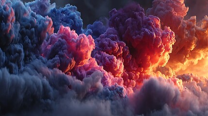 Vibrant colorful smoke cloud formation high resolution image