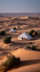 Golden Sand Dunes of Northern Sudan Desert
