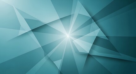 Obraz premium Abstract Geometric Teal Background with Light Burst.