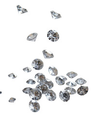 Sparkling diamonds scattered on transparent background, showcasing their brilliance and clarity, perfect for luxury themes