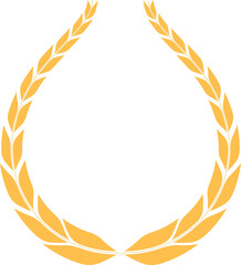 Elegant gold laurel wreath icon. A circular frame symbolizing victory, achievement, and honor. Isolated vector design for awards