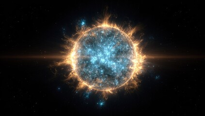 Obraz premium Digital depiction of a bright star with blue core and energetic corona