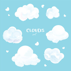 vector of fluffy clouds set