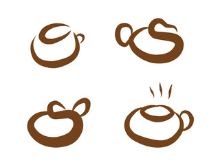 set of a cup of coffee silhouette.eps