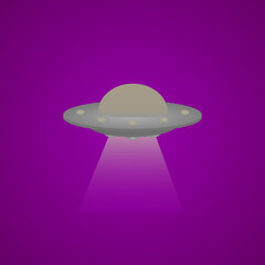 Illustration vector graphic of ufo in space on purple background.