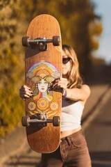 Energetic young men and women skateboarding, a lifestyle that is sunny and joyful.