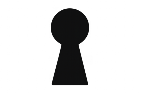 Black keyhole silhouette symbol on transparent background