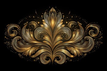 Elegant golden floral design with intricate swirls and decorative elements