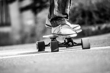 Energetic young men and women skateboarding, a lifestyle that is sunny and joyful.