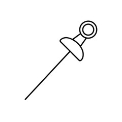 Simple line drawing of a fencing foil silhouette