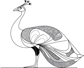 Elegant peacock illustration minimalist design vector graphic copy space