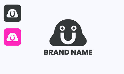 U letter ghost logo vector