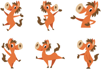 手描きのゆるい馬キャラクターセット　(挨拶、案内、ガイド)