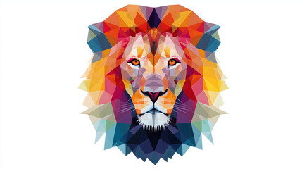 Abstract Low Poly Lion Head in Vibrant Colors