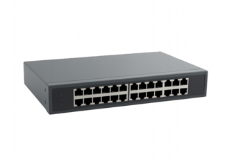 Network switch with multiple ports designed for efficient data transfer in a modern office setting