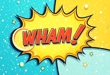 Dynamic WHAM! comic book style explosion with bold colors, perfect for impactful design projects and creative marketing campaigns that demand attention!
