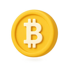 Obraz premium Bitcoin symbol in a bright yellow coin design with a smooth matte finish