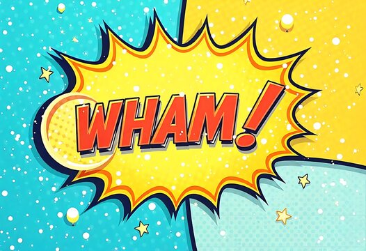 Dynamic WHAM! comic book style explosion with bold colors, perfect for impactful design projects and creative marketing campaigns that demand attention! - Powered by Adobe