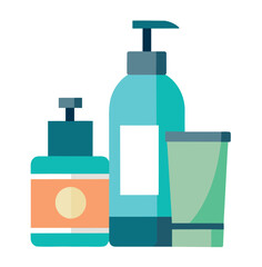 Collection of flat design skincare bottles