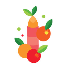 Lipstick tube decorated with berries and orange slices
