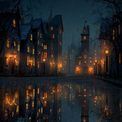 gloomy halloween village