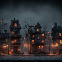 gloomy halloween village