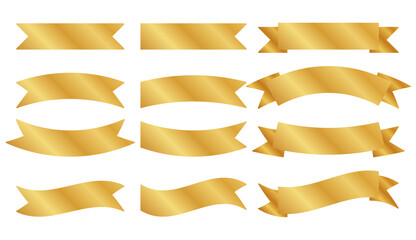 ゴールドの光沢あるリボンバナーセット