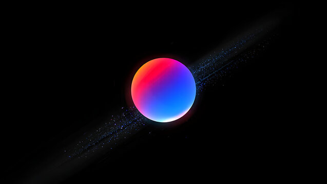 A glowing blue light bulb in the dark space illustrates a solar eclipse on a black background - Powered by Adobe