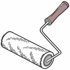 Illustration of a paint roller, painting equipment