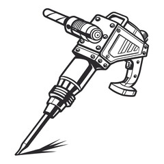 Illustration of a jackhammer in black and white