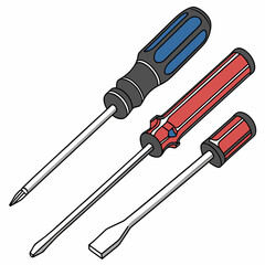 Three screwdrivers with different heads, tools concept