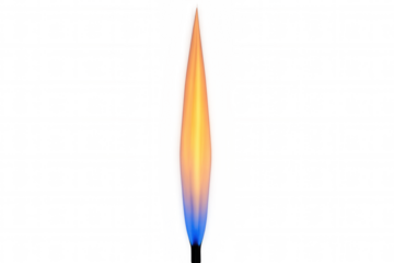 Gas burner flame with blue and orange fire, hot burning heat, isolated on transparent background, energy emitting light