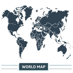 Obraz premium World map showing countries and continents