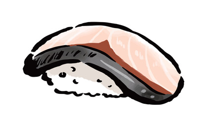 寿司のはまち　1貫　筆タッチ手描きイラスト