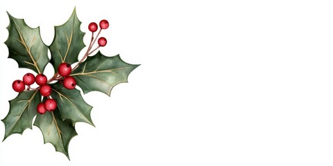 Christmas Holly Corner Frame Elegant holly and berry corner frame for festive designs. Festive season embellishment refined winter foliage border yuletide plant decoration corner