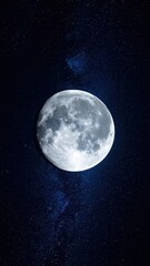 Pixelated Full Moon Against Starry Sky Dramatic Cinematic Nightscape