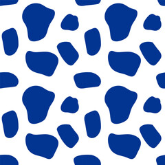 Abstract geometrical seamless pattern. Freehand background. Spots blue background. Simple hand-drawn doodle. Blue vector For wallpaper, wrapping paper, textile, print. Trendy geometric shapes print.
