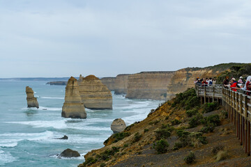 The Twelve Apostles limestone stacks along the Great Ocean Road in Victoria, Australia, a famous coastal landmark known for stunning cliffs, ocean views, and natural beauty.