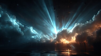 Dramatic colorful clouds illuminated by lights high resolution image