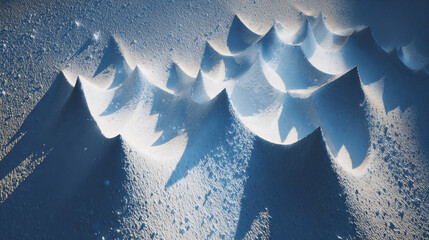 雪の尖った造形と影の模様